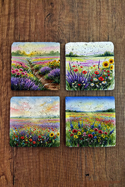 Begoloni Stone Decor Natural Stone Coaster - Flower Garden Printed Coasters 1...