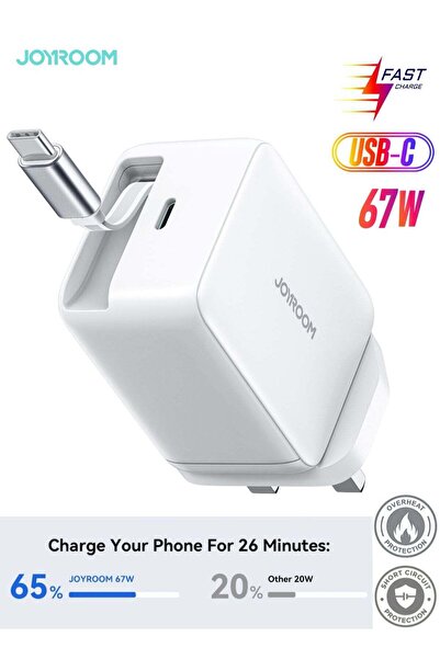 Joyroom 67W GaN Fast Charger Adapter with Retractable USB-C Cable