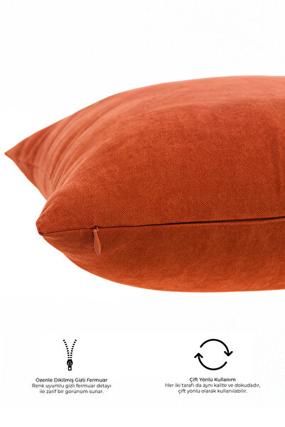 ASDİVA Cozy Suede Textured Plain Punch (Panç) Decorative Throw Pillow Cover with Optional Sizes - Tile