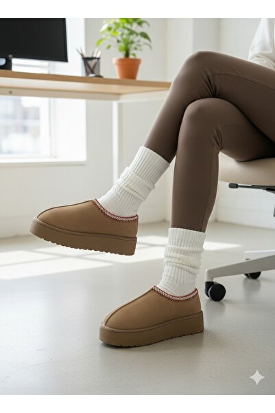 uway Women's Suede Fur Lined Thick Sole Closed Front Casual Winter Ug Boots Slippers