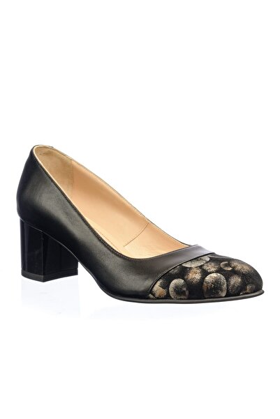 Catinca Shoes Women's genuine leather shoes - Black with Yellow Circle Toe - ...