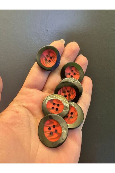 Gönülden Tasarım 7 Pieces Red Black Button Set 3 cm