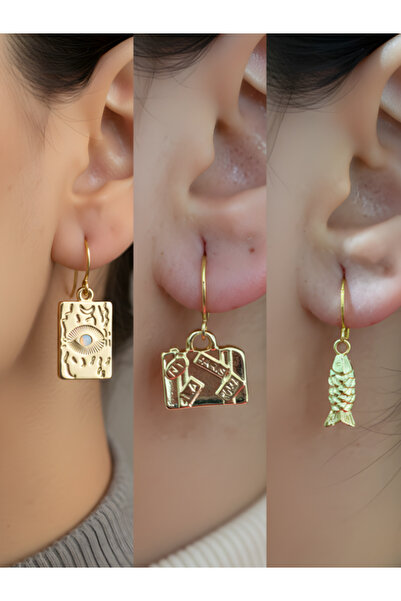 TURBİJ مجموعة أقراط نسائية من جو آيز بيل فاشن مكونة من 3 قطع