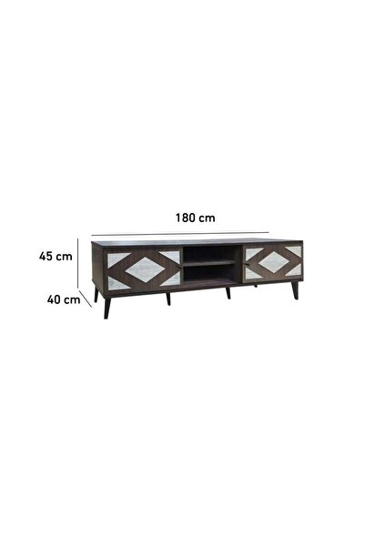 BAITY Modern TV Table Malaysian Wood 180 cm - Brown and Gray