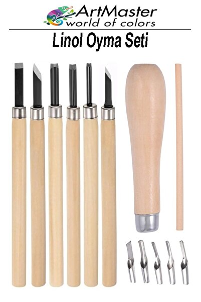 Artmaster Linol Oyma Seti Ahşap Saplı 13 Parça 1 Paket Oyma Kesme Bıçak Seti ...