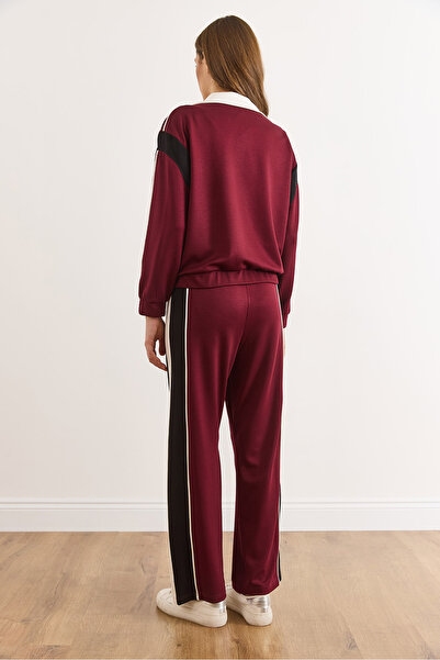 Olalook Women's Burgundy Color Block Modal Tuşeli Suit Tkm-19000466