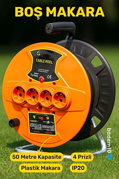 Badem10 Boş Makara 4 Prizli 50 Metre Kapasiteli Dayanıklı Plastik Sarım Makar...