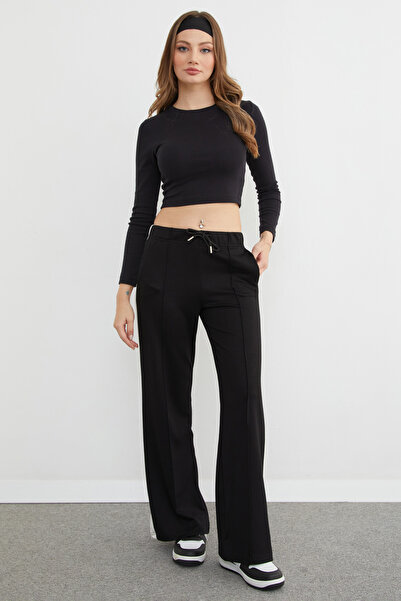 Fulla Moda Modal Sweatpants with Side Stripes
