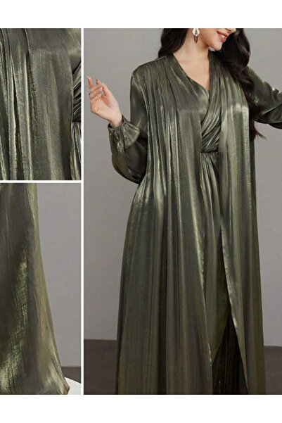 Sheya Shein Dress and Cardigan Set, khaki