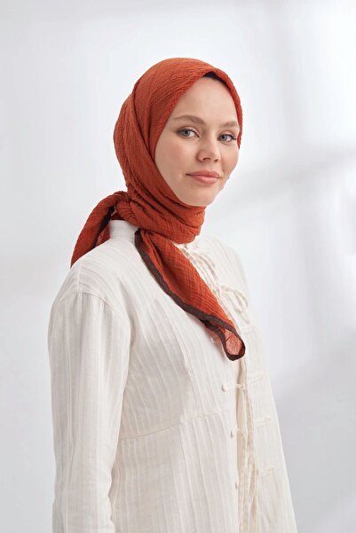ARMANDA Müslin Biyeli Eşarp 3353-85 Kiremit