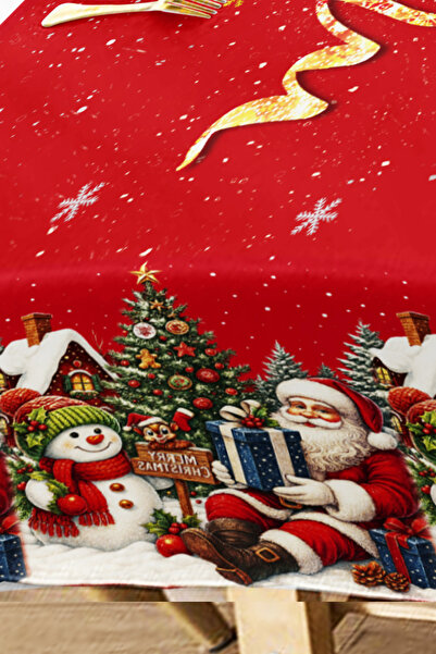 MonoHome Christmas Tablecloth New Year's Eve- 5D Digital Design Special Weaving Merry Christmas Red