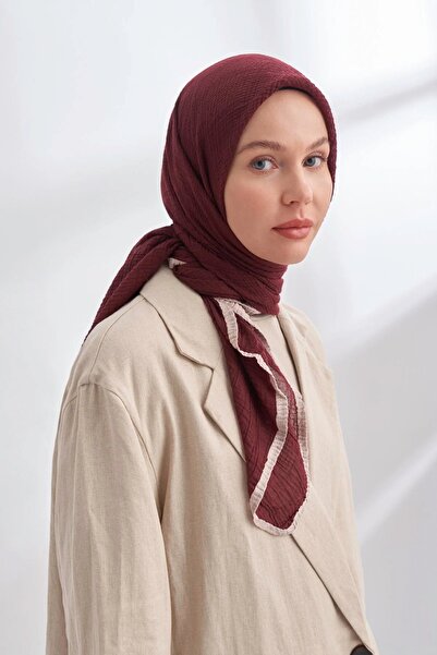 ARMANDA Müslin Biyeli Eşarp 3353-544 Burgundy