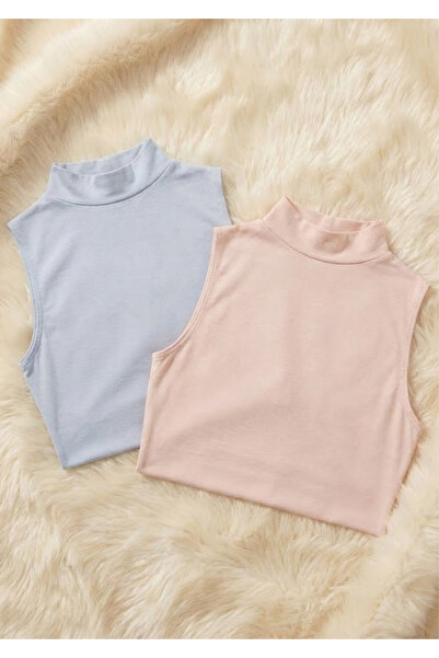 Loule 2 Pieces Cotton Modal Soft Textured Zero-Sleeve Turtleneck Women's Undershirt - Anti-Sweat & Stretchy Fabric