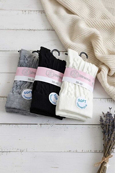 Strenna KADIN LAMBSWOOL (YÜN) ÇORAP ; 3'LÜ ASORTİ SETLER; 36-40