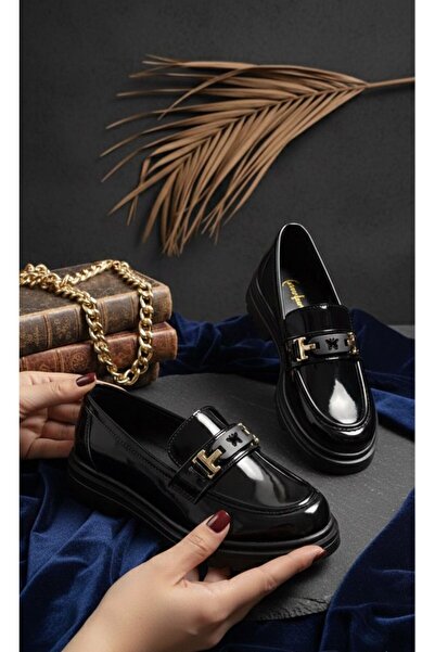 Slipcat Women's Thick Sole Orthopedic Comfort Sole Leather-Look Loafer – Black