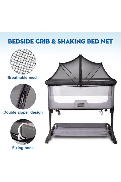 Generic Mikakoz Baby Bed Mosquito Net - Full-Cover Safety Tent with Zippers, Durable (Black)