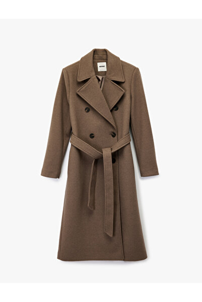 Koton Μακρυμάνικο παλτό με τσέπες διπλό πέτο με ζώνη