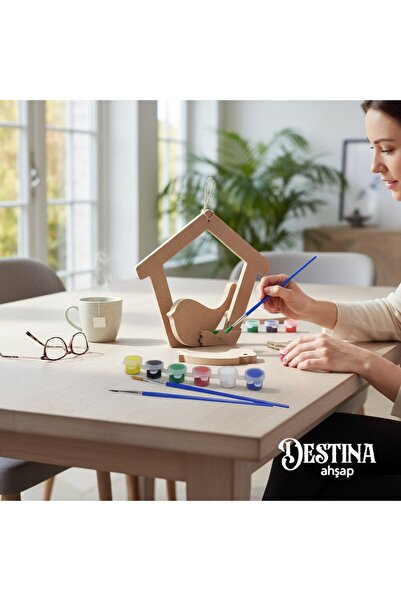 Destina Ahşap Boyama Seti- Kuş Evi Boyama Seti- Ahşap Boyama