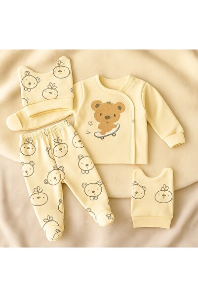 HANNA Babycan 3-piece set for newborns, teddy bear pattern 100% cotton