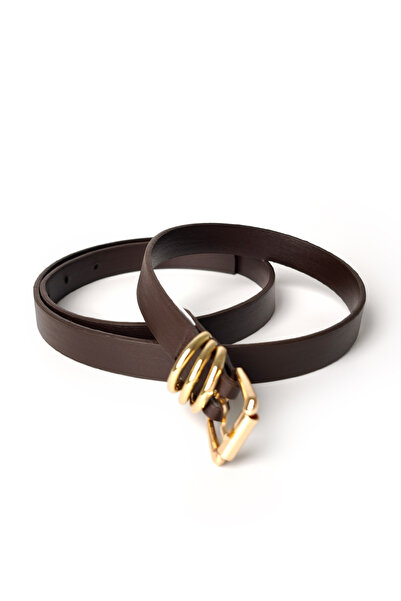 Ecrou Three Buckle Thin Belt Bitter Brown