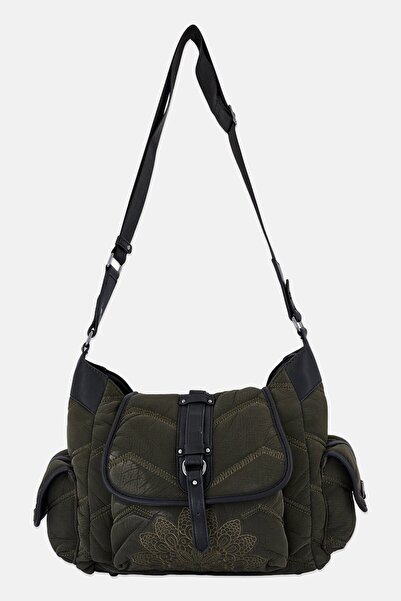 Desigual Women Quilted Shoulder Bag, Dark Olive