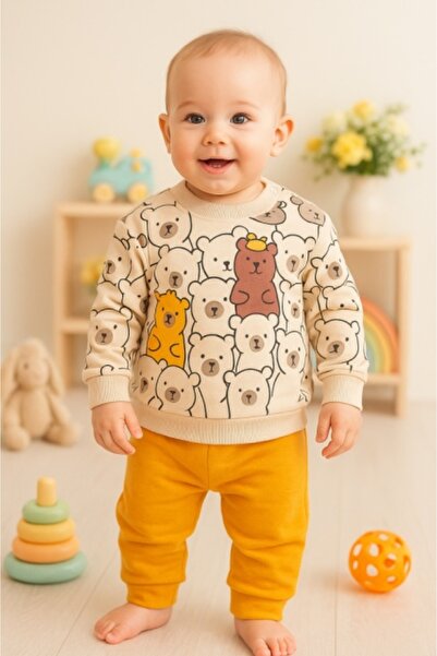 Superbaby Karacon Baby 100% cotton blouse and pants set with teddy bears