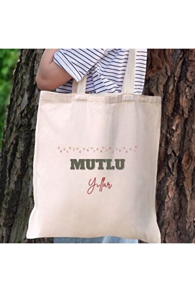 Çılgıntrend Happy New Year Designed Cloth Bag – New Year Themed Gift Shoulder Bag