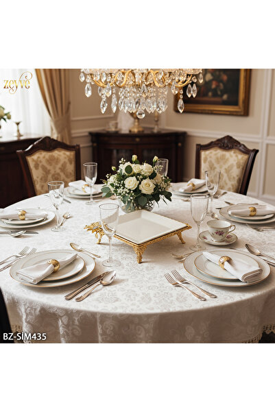 Hinora Içek Model Gold Color Porcelain Plate with Stand Square Serving Dish 28X24X9Cm Small Size