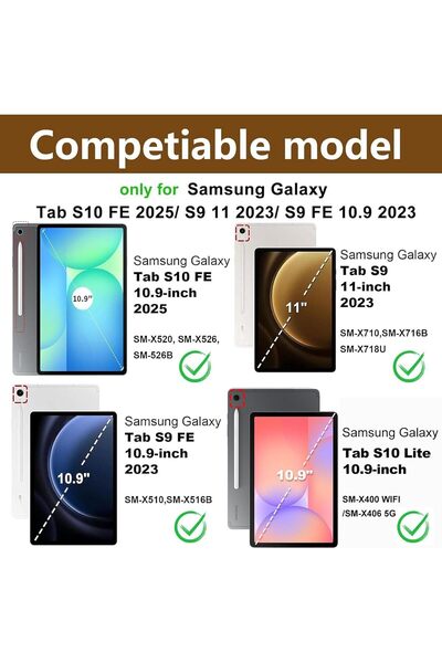 HYX Keyboard Case for Samsung Galaxy Tab S10 Lite / S10 FE / S9 FE 10.9" / S9 11" 2023 with Detachable B