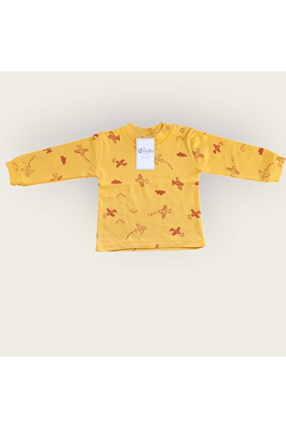 Kindo Baby Children's Patterned Long Sleeve Pajama Set with Snap Buttons on the Shoulders