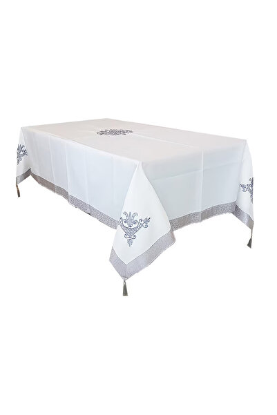 Global-Store Global Store Rectangular Tablecloth 160x220 cm White-Grey