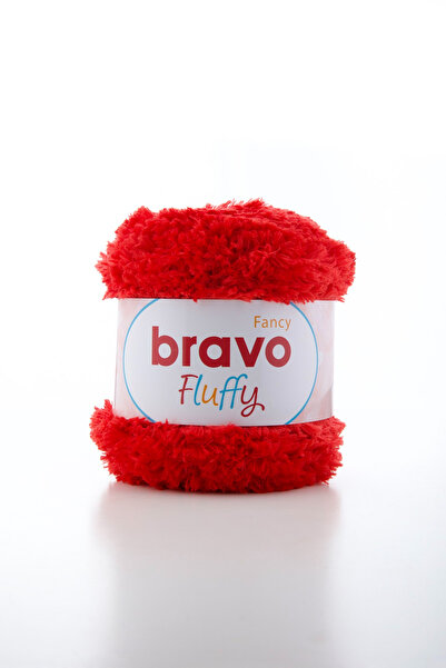 Bravo Fluffy Soft Plush Hand Knitting Yarn 100 Gr 100 Meters (Color Code: 111) Red