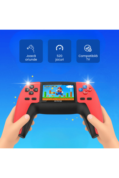 OferteTop Retro Handheld Console With 520 Classic Games, Rechargeable Battery And TV Cable