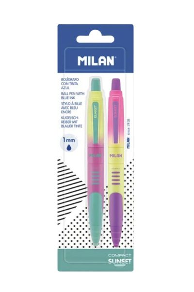 Milan Sunset Compact 2'li Tükenmez Kalem Seti (Mavi Mürekkep)