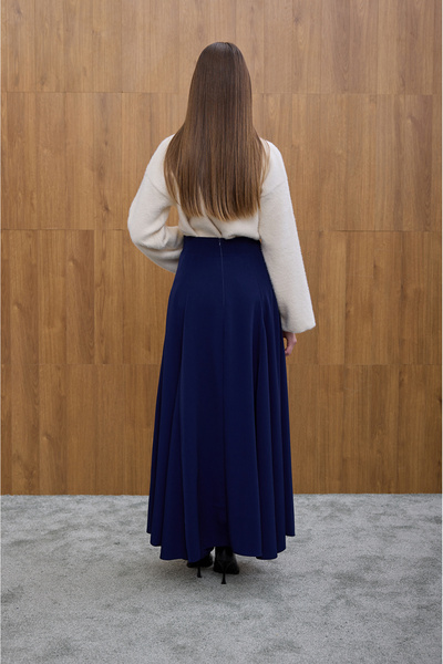 Birgül Bektaş Μπλε ναυτικό κρεπ φούστα Godeli