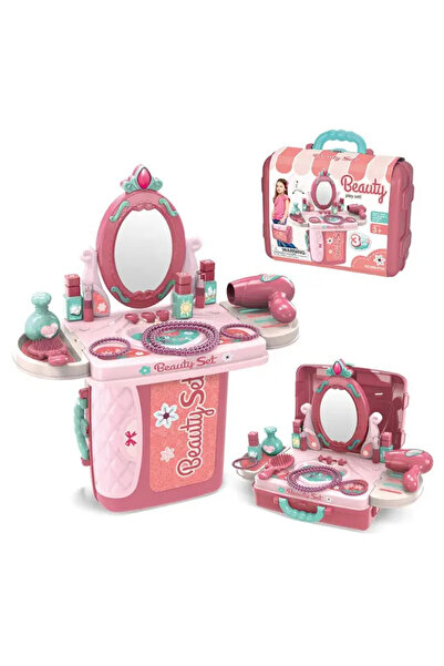 Toy Set de machiaj, salon de înfrumusețare în valiză de plastic 3 în 1