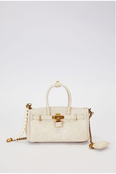 Levidor Mink Long Pearl Strap Shoulder Bag