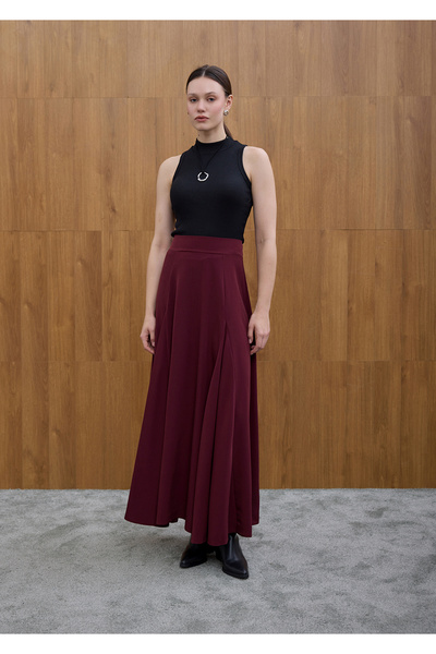 Birgül Bektaş Φούστα κρέπας με γκόντελ μελιτζάνας