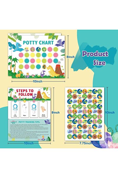 Generic Potty Training Reward Chart for Toddlers - Dinosaur Design with Stickers (DDMA)
