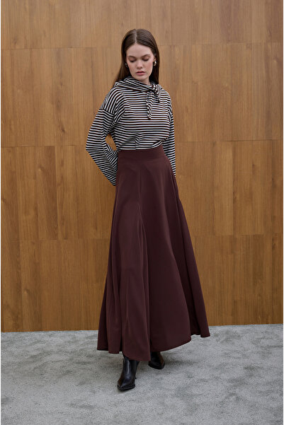 Birgül Bektaş Φούστα κρεπ με πικρό καφέ χρώμα