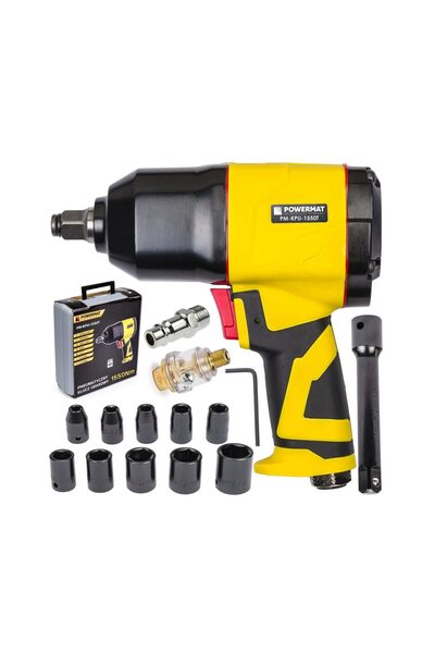 Powermat Pistol pneumatic de impact cu accesorii, 775 - 1550 Nm, patrat 1/2,