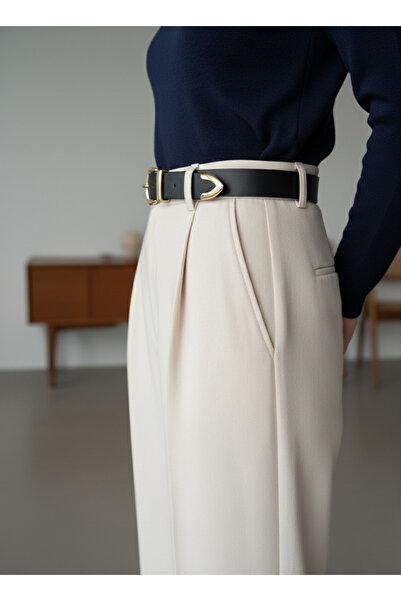 CSR AKSESUAR Leather Bridge Buckle End Set Women's Trouser Belt, Coat Belt, Dress Belt, Shirt Belt