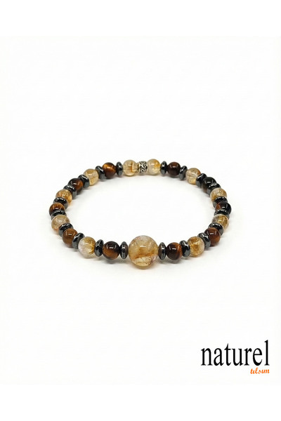Naturel Tılsım سوار من حجر عين النمر السيترين الطبيعي مقاس 6 مم