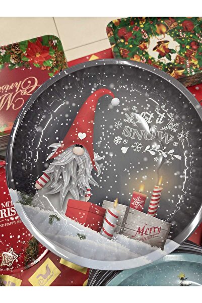 OEM Decorative Christmas Plate Metallic Grey Gnome Ø26cm