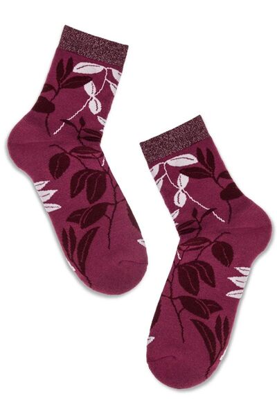 Conte Elegant Șosete din fleece cu imprimeu de frunze, Comfort 213 - Liliac, 38-39 (25)
