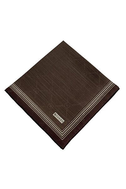 Vakko Cotton Silk Scarf - Monogram with Border - Bitter Brown