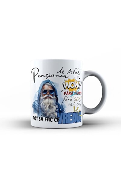 GIFTS4ALL Cană cadou de pensionare – Moș Crăciun elegant de iarnă, albastră, ...