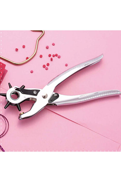 PUFO Clește de perforat cu bandă rotativ cu 6 capete, argintiu