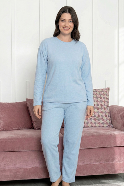 Farya Home Cotton Thick Winter 2 Thread Count Fleece-Lined Long Sleeve Knitted Pajamas Set