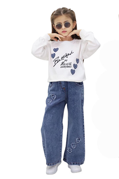 NURTOPU Girls' Suit Top and Bottom Set Transitional Top Bottom Jeans Soft and High Quality Cotton